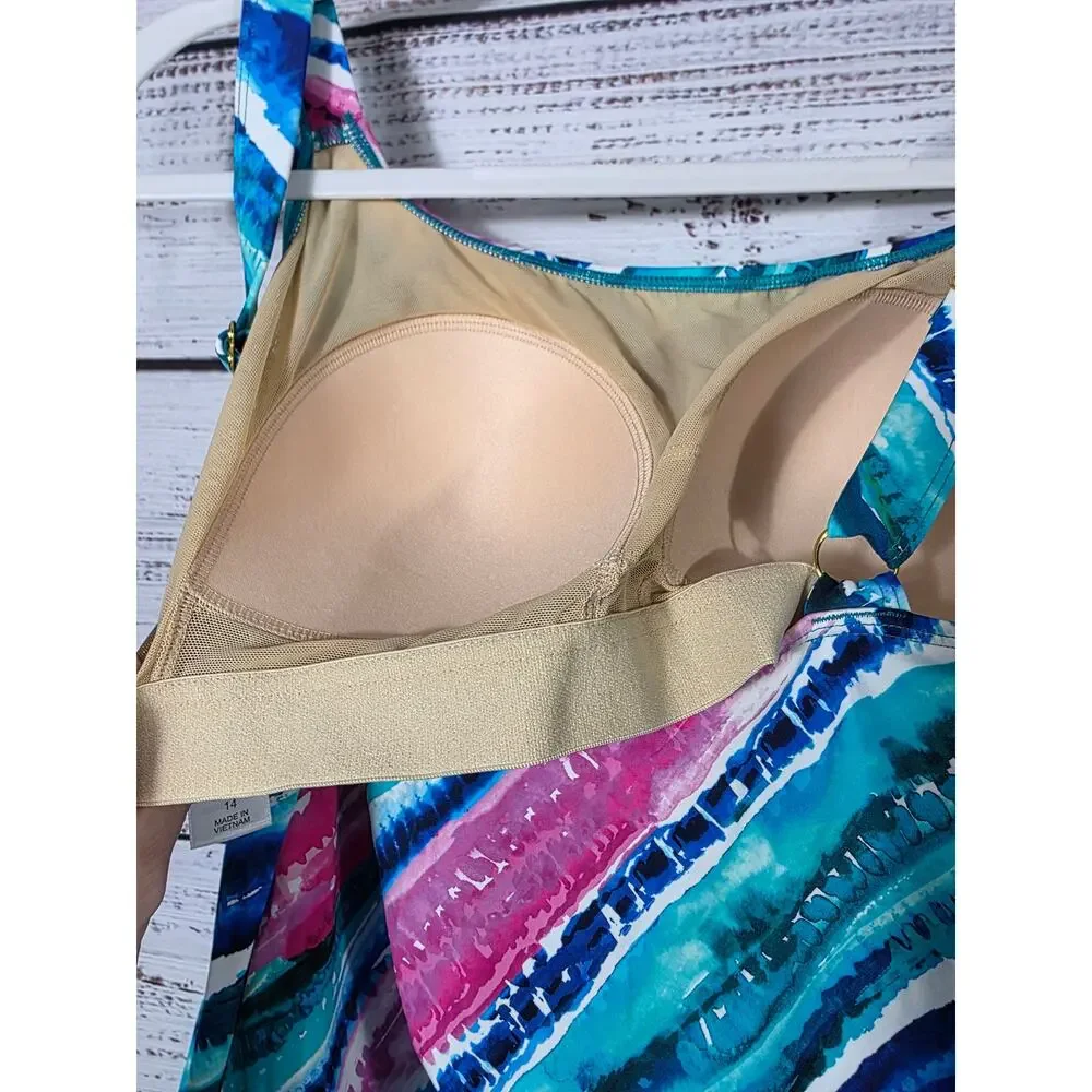 Kim Gravel X Swimsuit tankini w swim shorts womens size 14 NEW